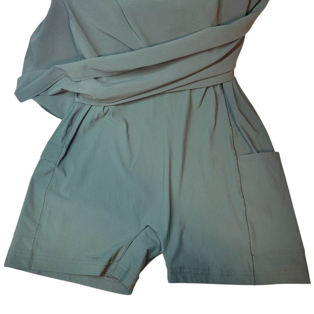 Outdoor Voices Exercise Dress Dark Green Racerback Built-in Shorts Pockets Sz M - Picture 5 of 9